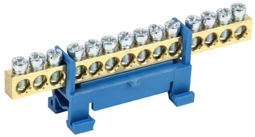 Шина неизолированная тип "Стойка" IEK N "ноль" ШНИ-6х9-14-С-С 14 групп синий картинка 